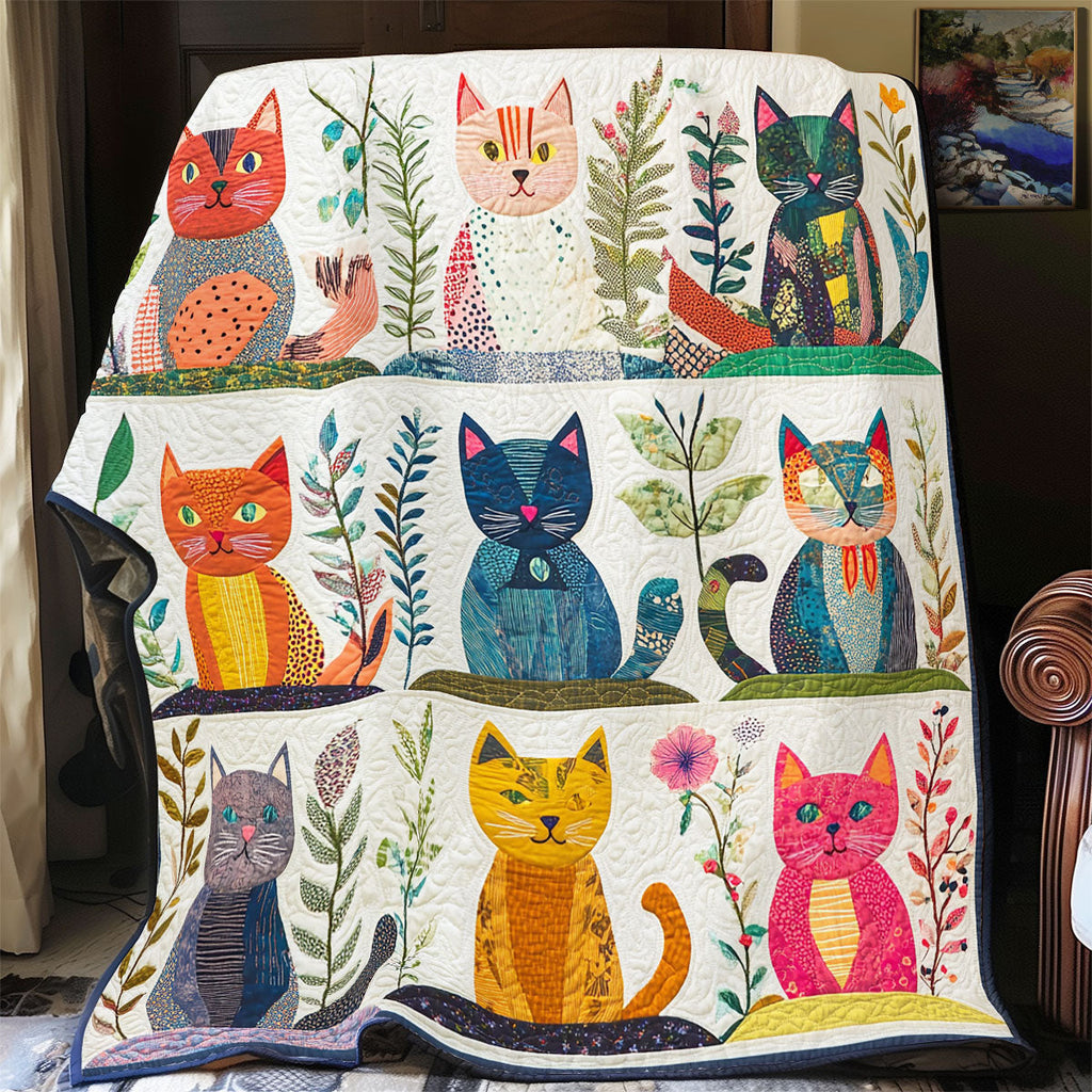 Abstract Cat Quilt Blanket Cute Bed Blanket Cat Lady Gifts