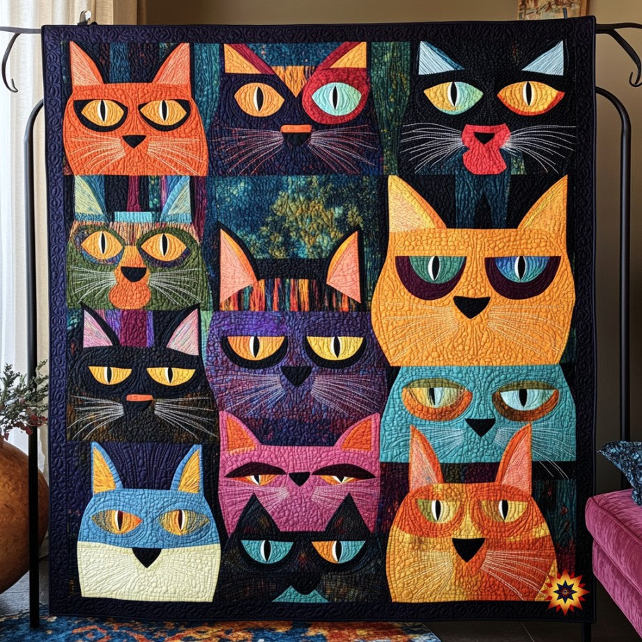Abstract Cat Quilt Blanket Things To Get Your Cat For Christmas