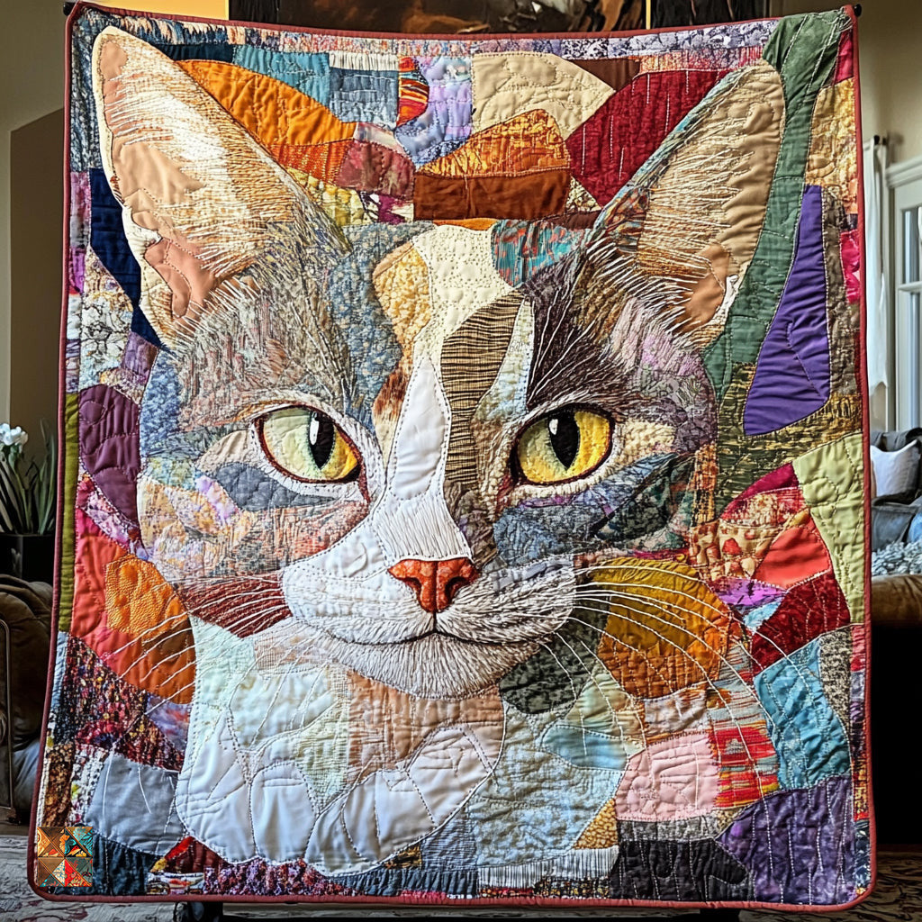 Abstract Cat Quilt Blanket Cat Related Christmas Gifts