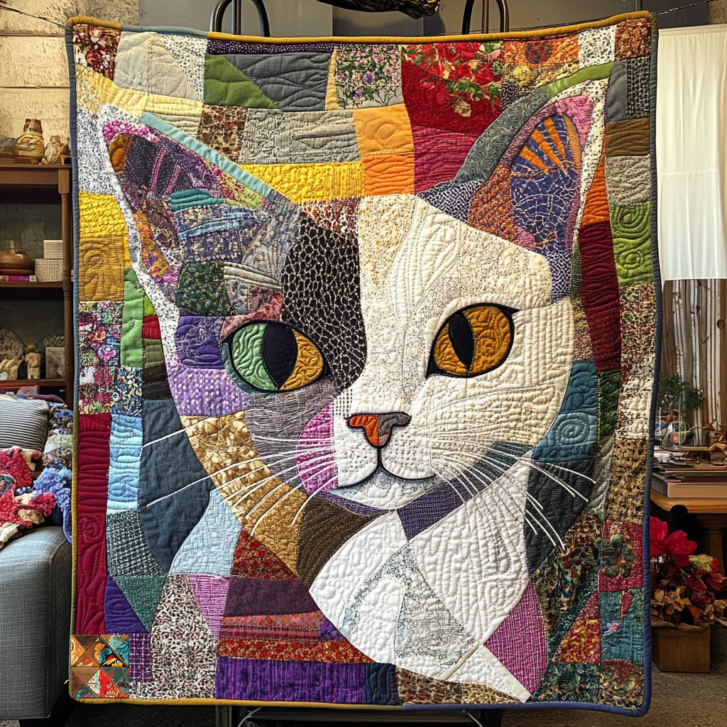 Abstract Cat Quilt Blanket Cat Related Christmas Gifts