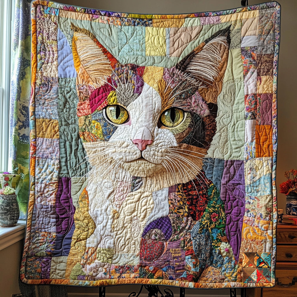 Abstract Cat Quilt Blanket Cat Related Christmas Gifts