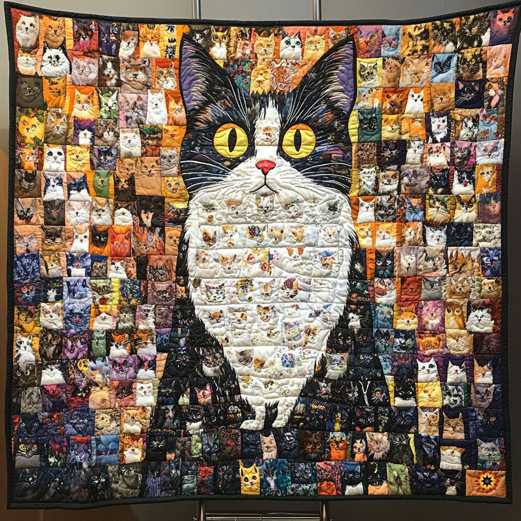 Abstract Cat Quilt Blanket Cat Related Christmas Gifts