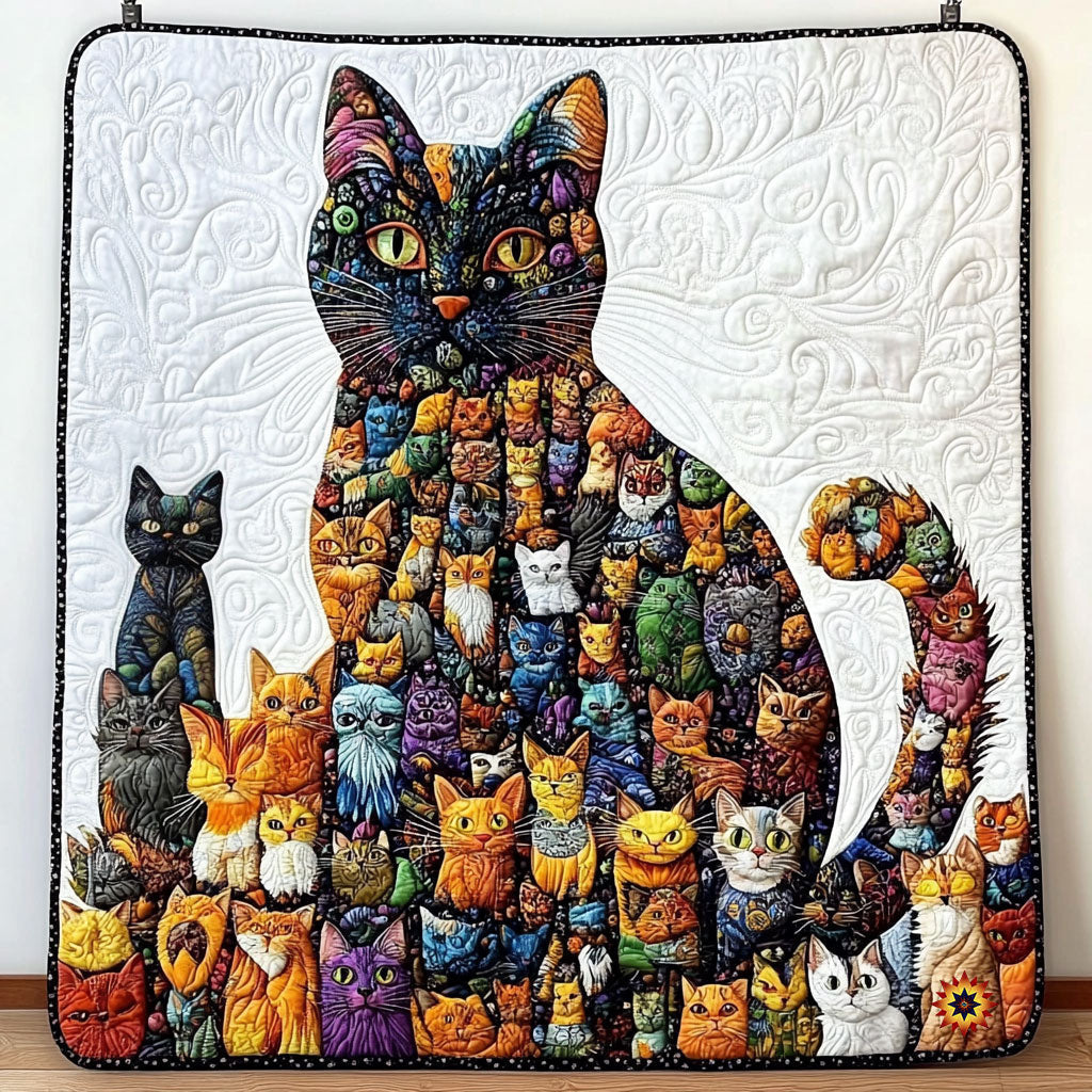 Abstract Cat Quilt Blanket Cat Related Christmas Gifts